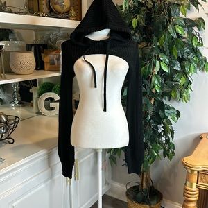 Blk grunge punk ladies super short sweater